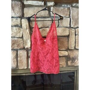 VTG 2004 Victoria's Secret V-neck VS Y2K Lace Camo Lingerie Dress Red Slip Sz S